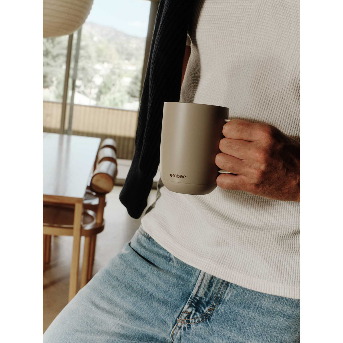 Ember Smart Mug with Sliding Lid, 14 oz Laser Engraving - Sand - Photo 4