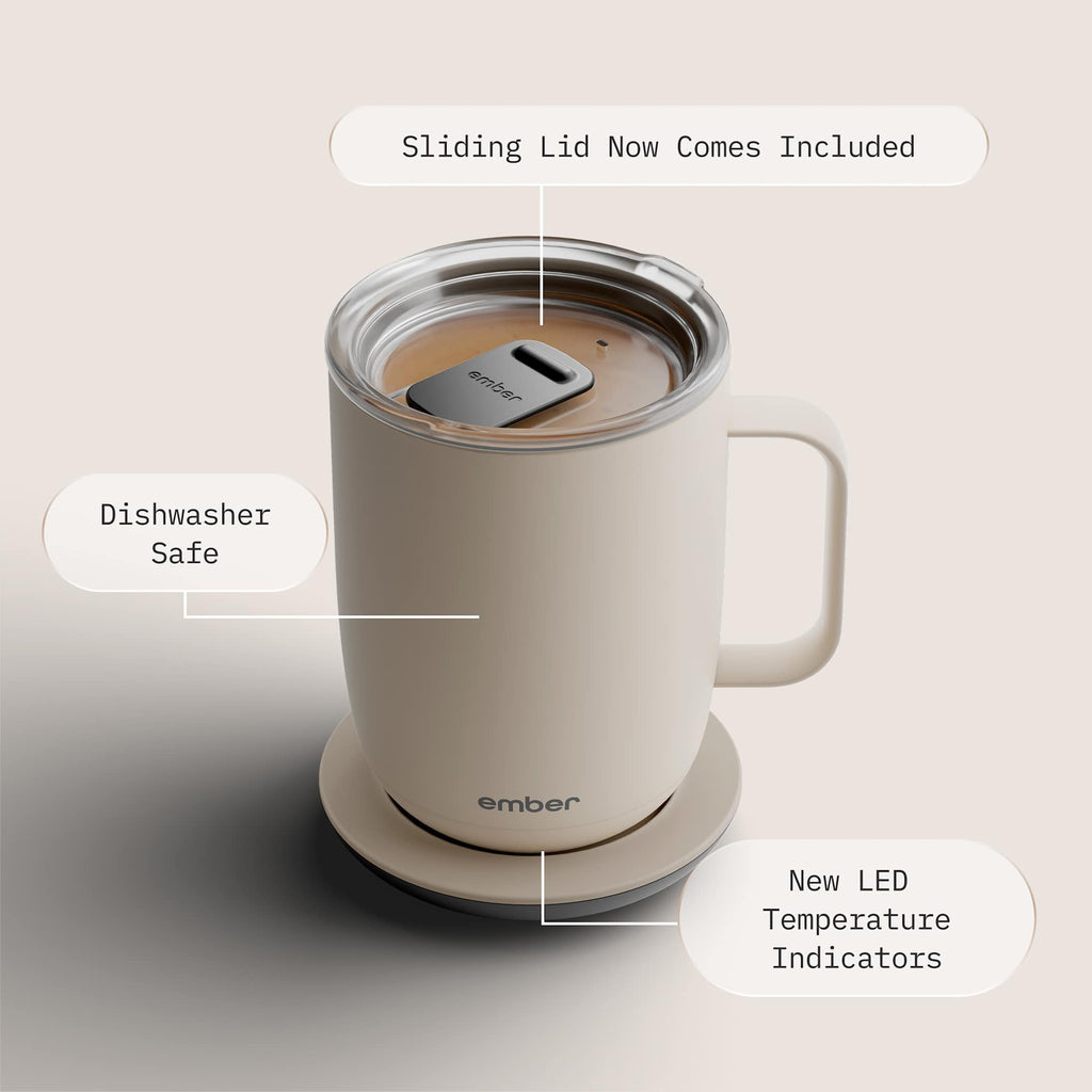 Ember Smart Mug with Sliding Lid, 14 oz Laser Engraving - Sand - Photo 6