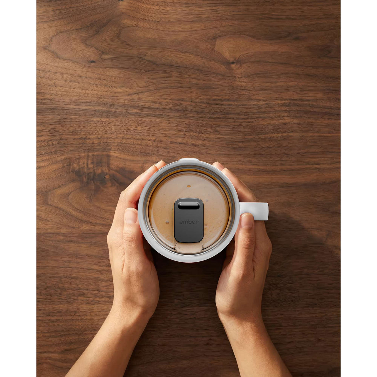 Ember Smart Mug with Sliding Lid, 14 oz Laser Engraving - White - Photo 10