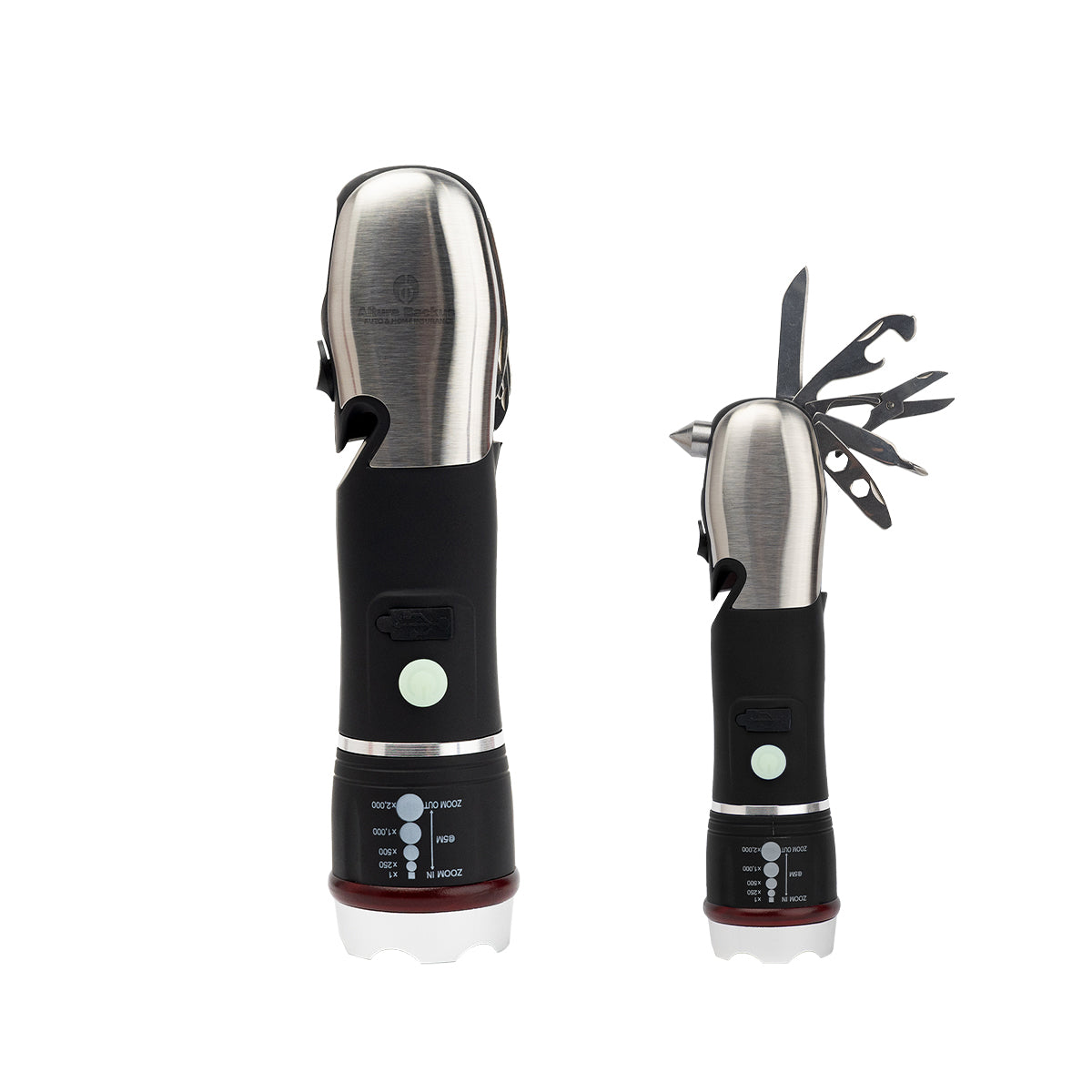 Emergency COB Flashlight and Multi-Tool - Black - Laser