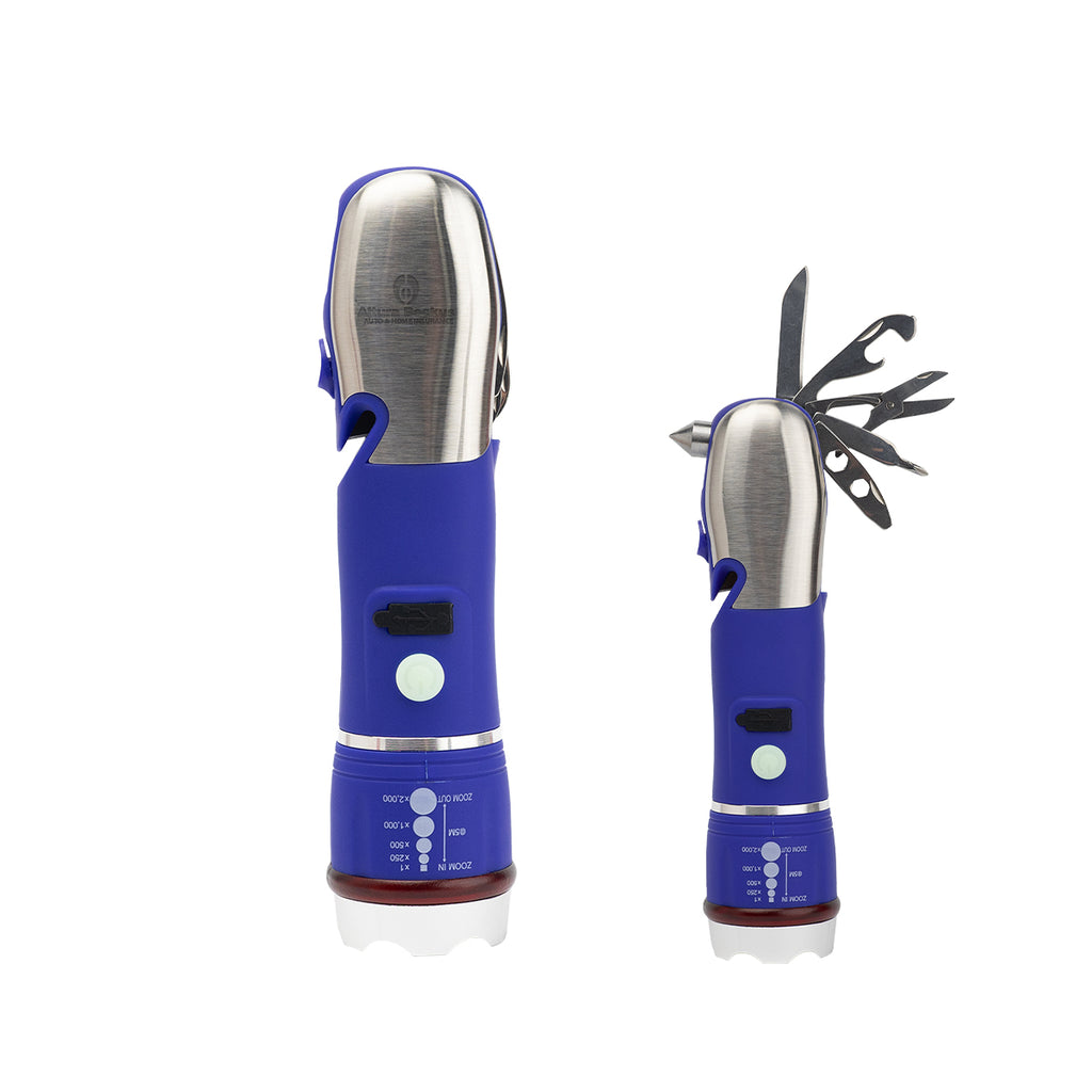 Emergency COB Flashlight and Multi-Tool - Blue - Laser Engraving