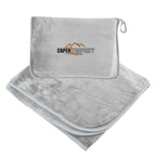 En Route Travel Blanket with Pillow Pouch - Gray - Embroidery