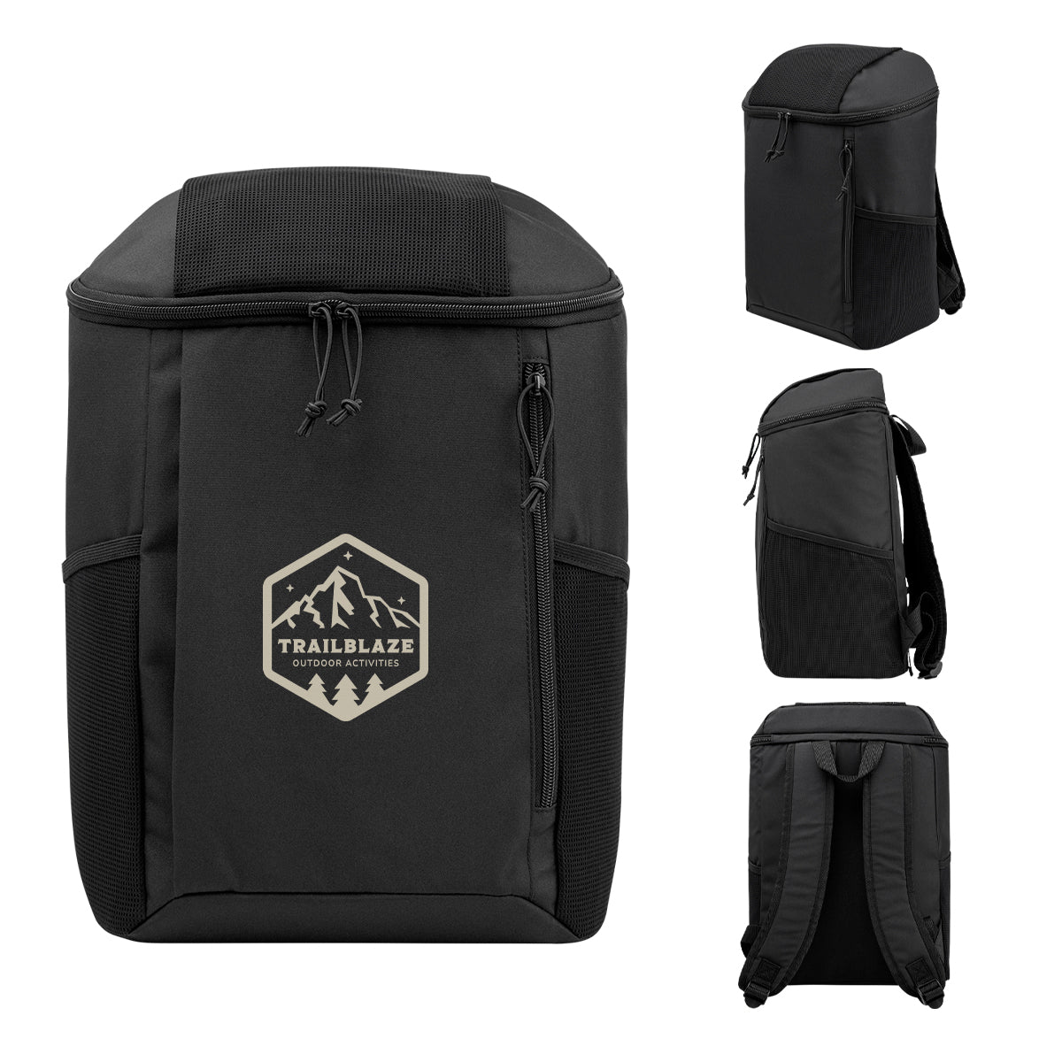 Endeavor Cooler Backpack for 15 Cans Embroidery - Black - Silk Screen