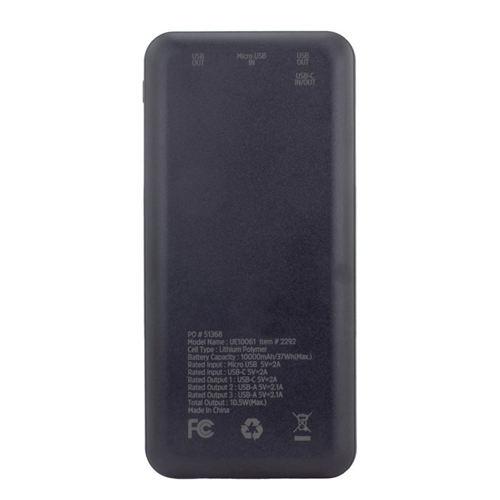 Energizer Essential Power Bank, 10,000 mAh - Black - Back