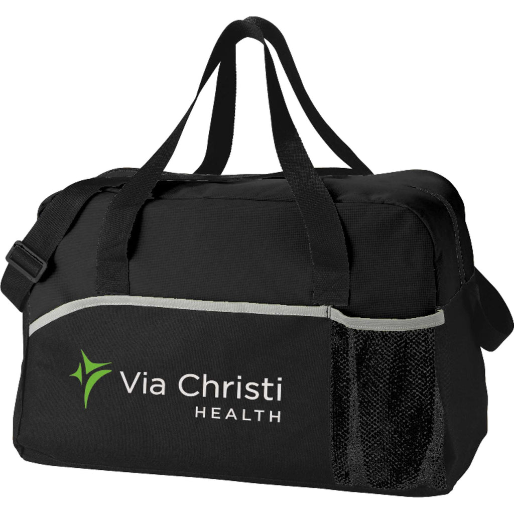 Energy Sport Duffel Bag, 17 Inches Embroidery - Black - Front
