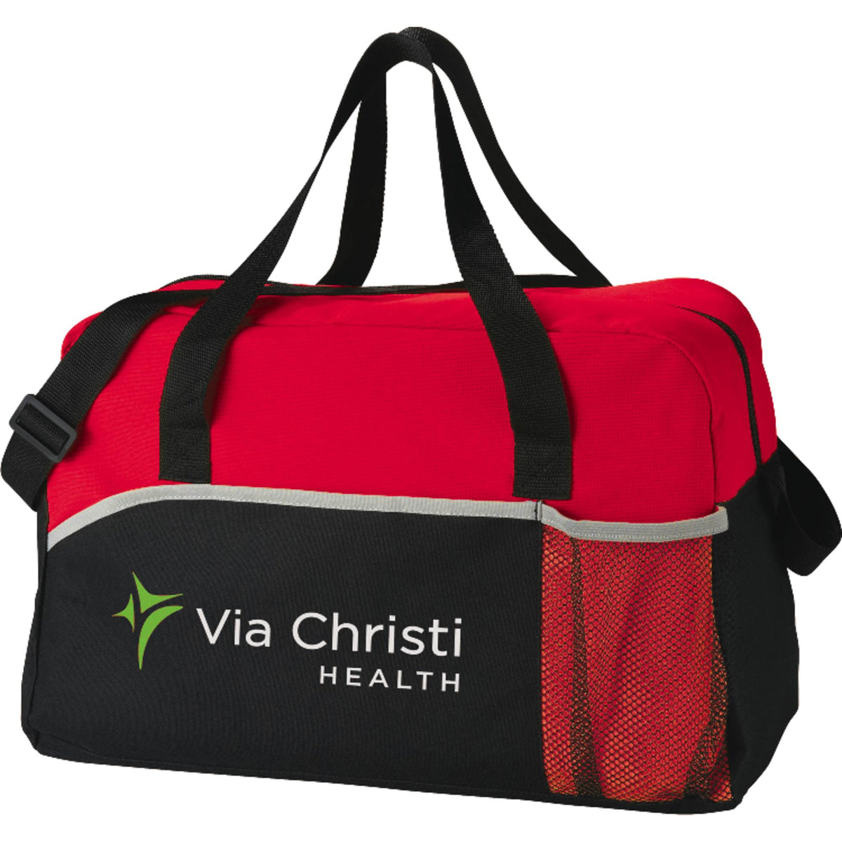 Energy Sport Duffel Bag, 17 Inches Embroidery - RED - Front