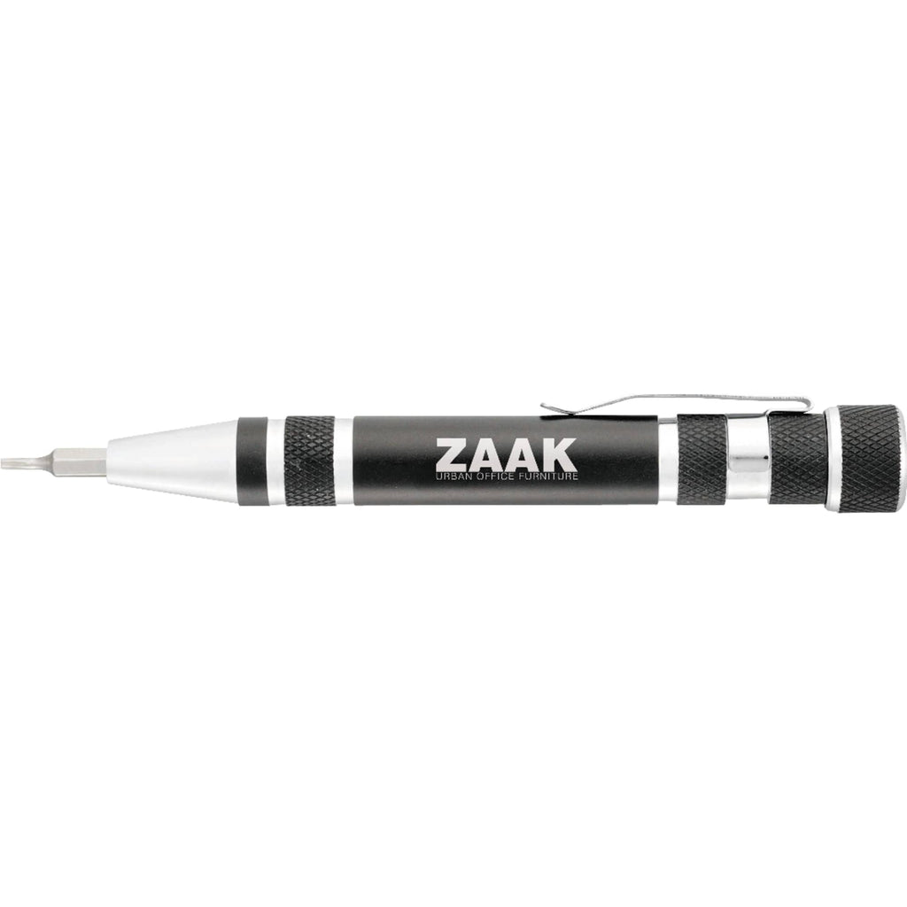Engineer Aluminum Screwdriver with 8 Bits - Black - Front