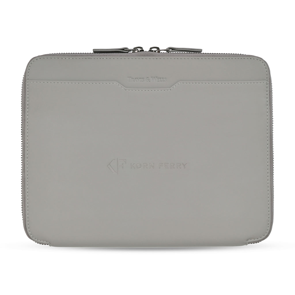 Envoy Executive Zip Padfolio in Top Grain Leather Embroidery - Taupe - View 1