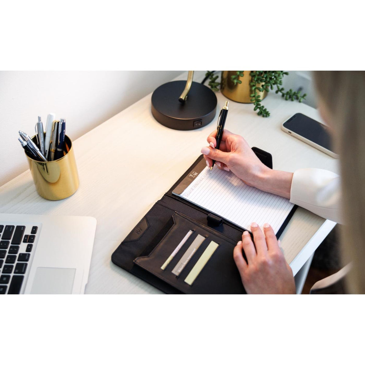 Envoy Junior Leather Padfolio with Magnetic Close - Black - View 8