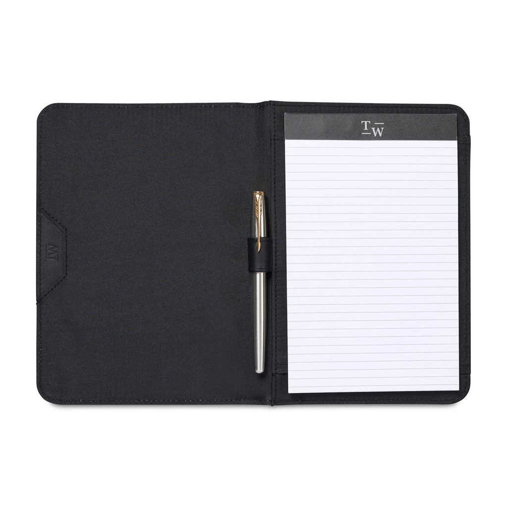 Envoy Junior Writing Pad in Top Grain Leather Debossing - Black - View 2