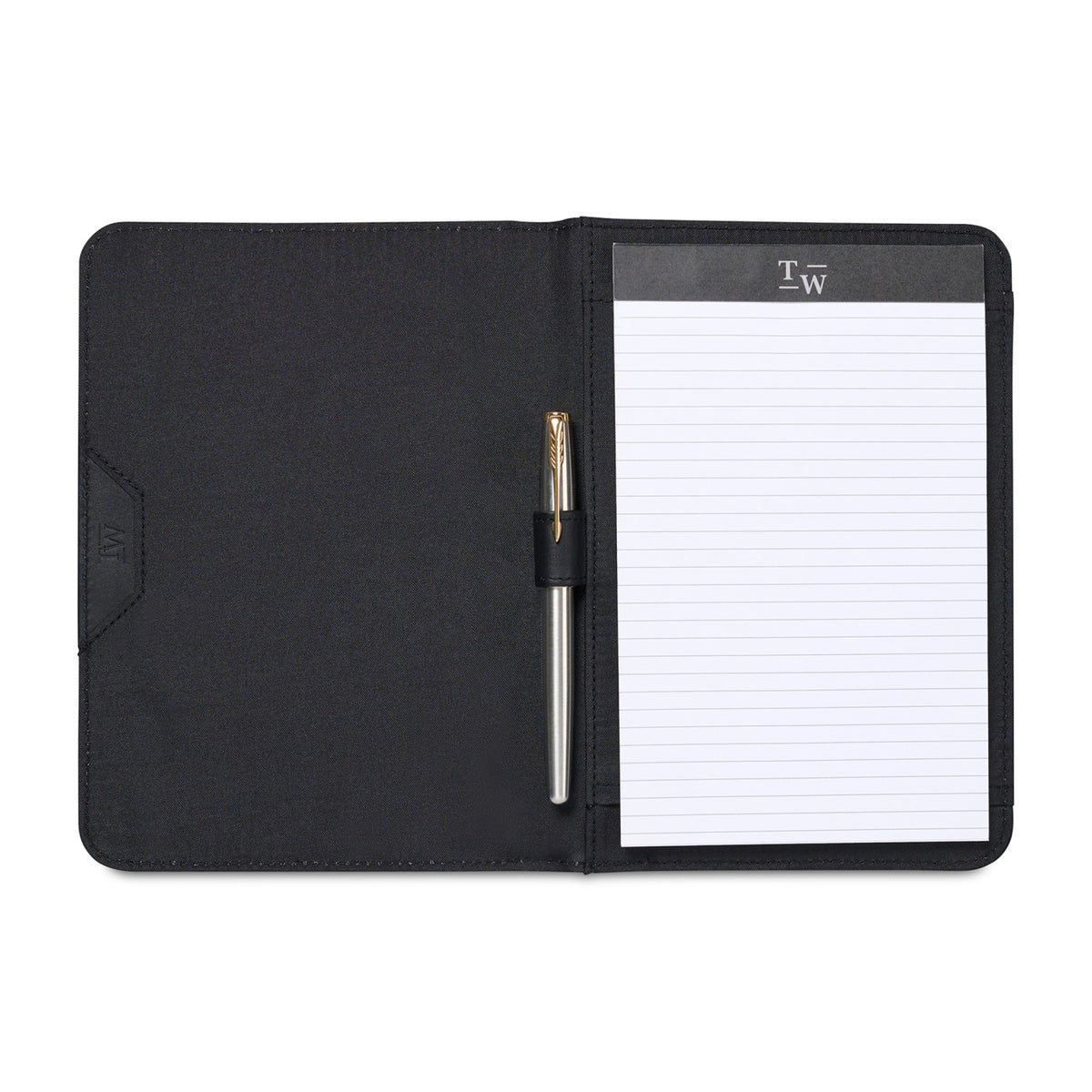 Envoy Junior Writing Pad in Top Grain Leather Debossing - Black - View 2