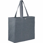 Eon Recycled Cotton Tote with Snap Closure, 5 oz Embroidery - Navy - Right Angle 2