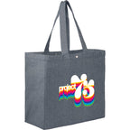 Eon Recycled Cotton Tote with Snap Closure, 5 oz Embroidery - Navy - Right Angle
