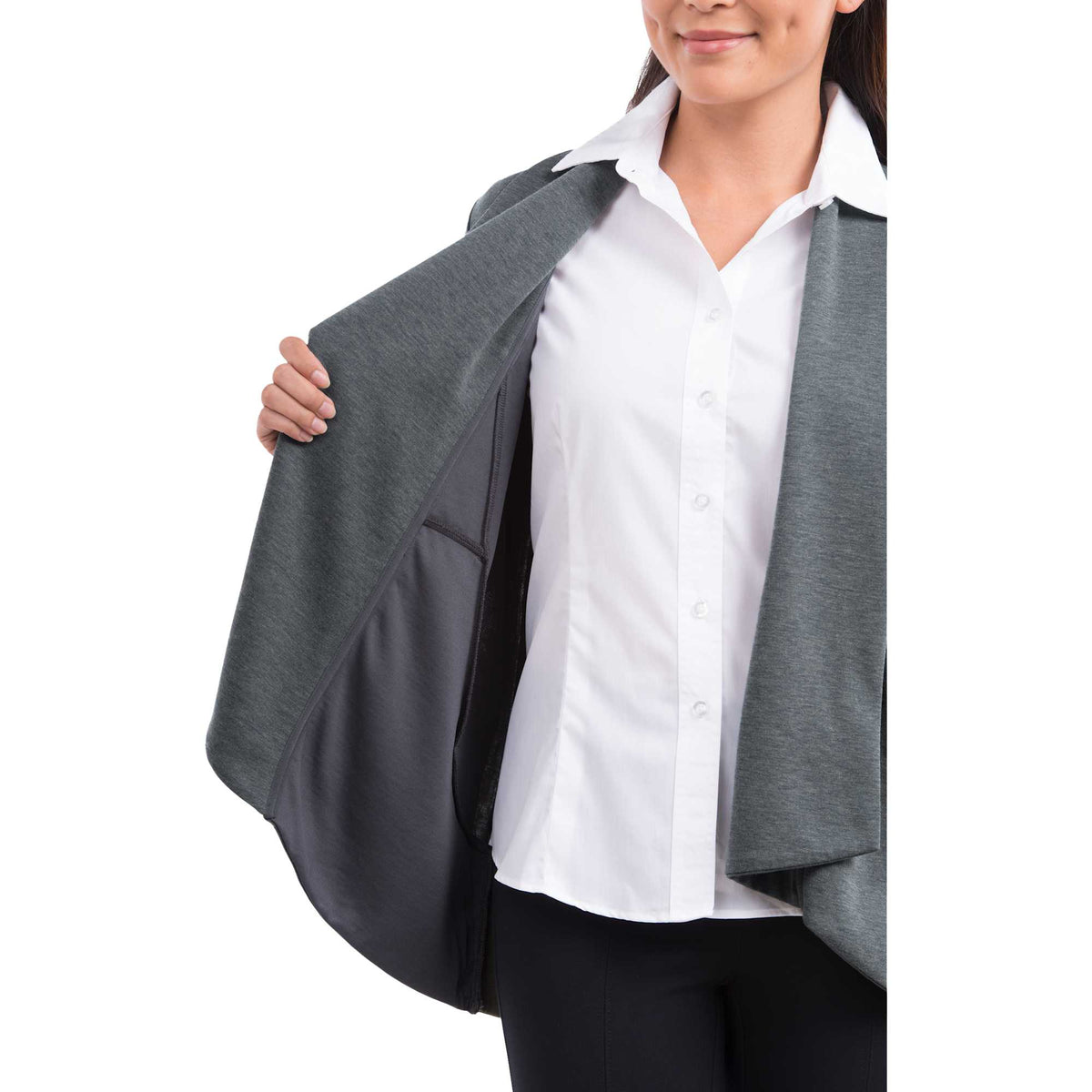Equinox Shawl Collar Knit Cardigan for Women Transfer - Heather Dark Charcoal - Flat