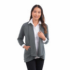Equinox Shawl Collar Knit Cardigan for Women Transfer - Heather Dark Charcoal - Front Flat