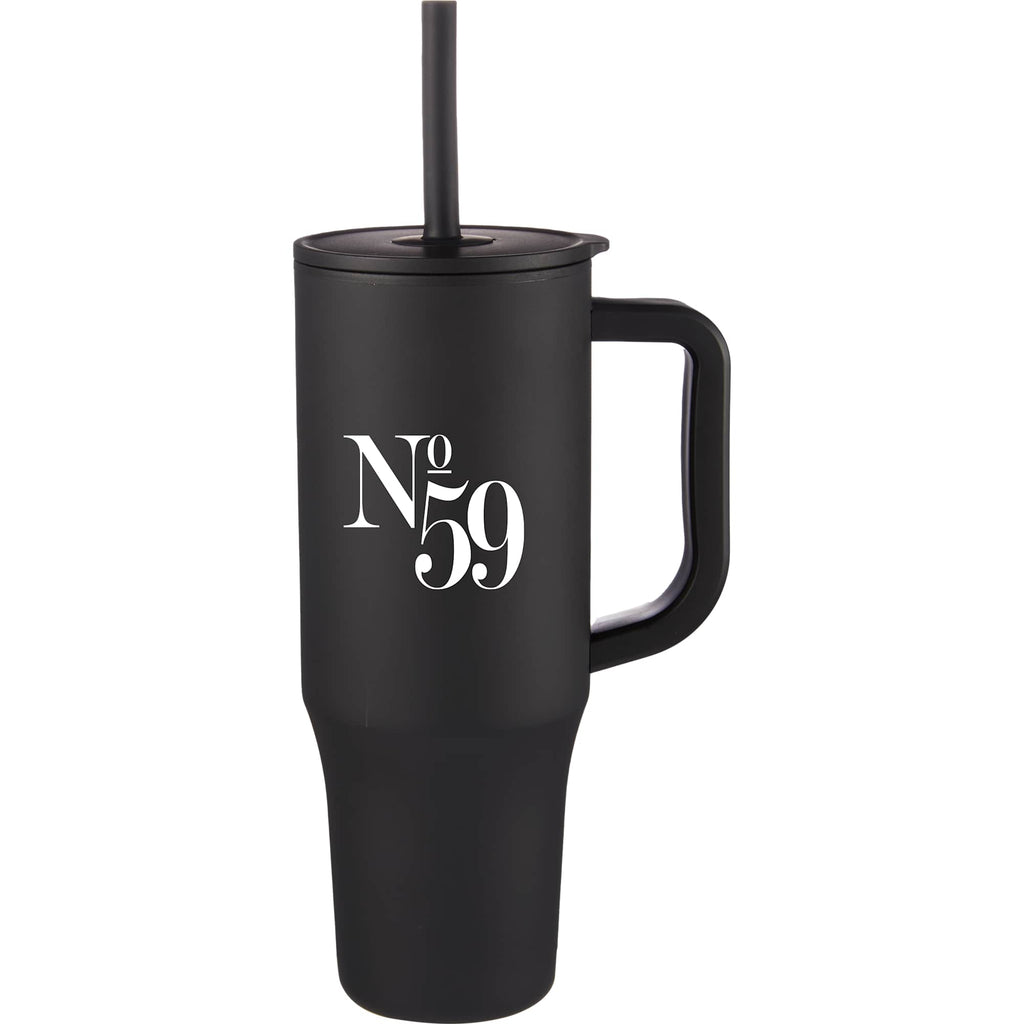 Erie Straw Tumbler with Handle, 30 oz Laser Engraving - Black - Front