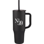Erie Straw Tumbler with Handle, 30 oz Laser Engraving - Black - Front