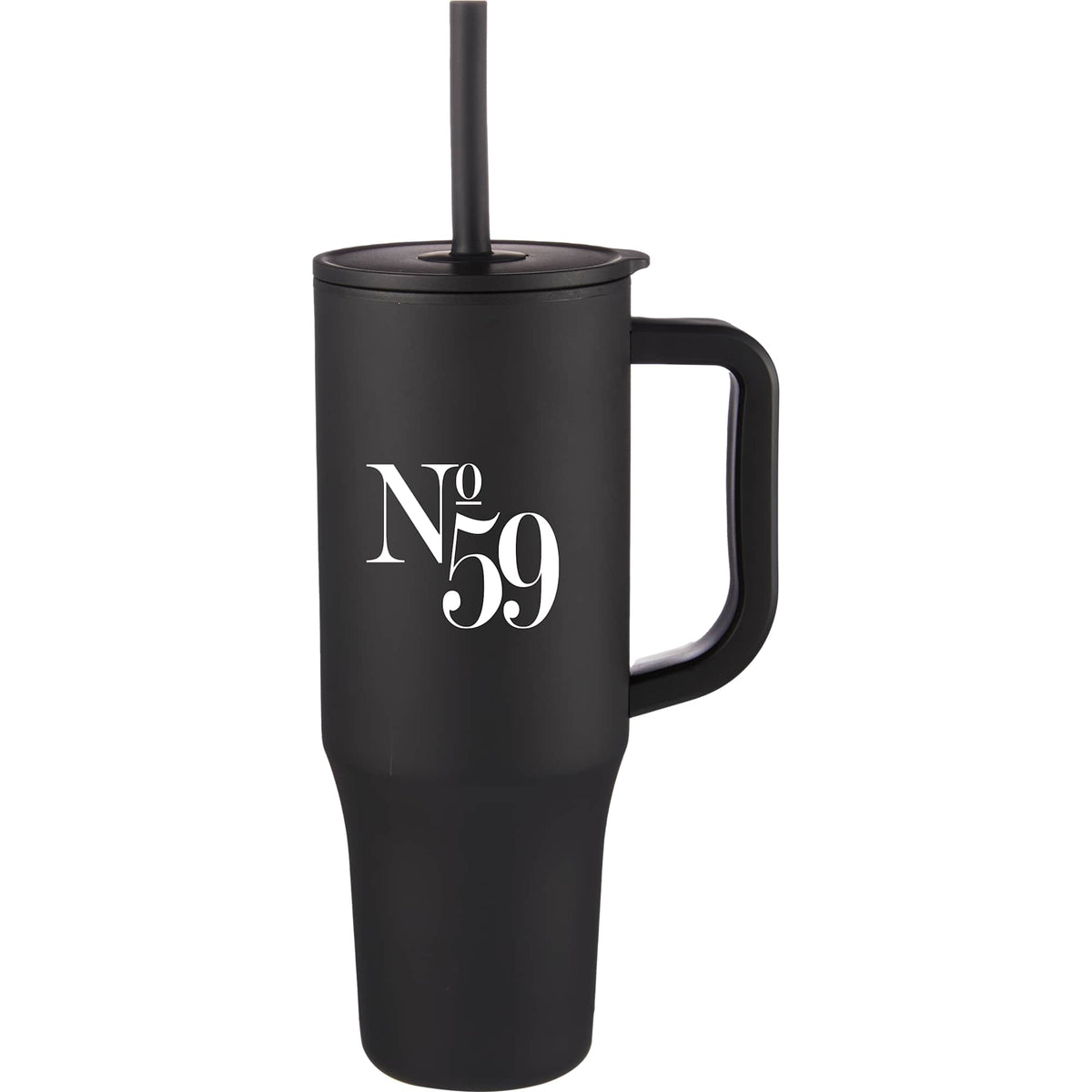 Erie Straw Tumbler with Handle, 30 oz Laser Engraving - Black - Front