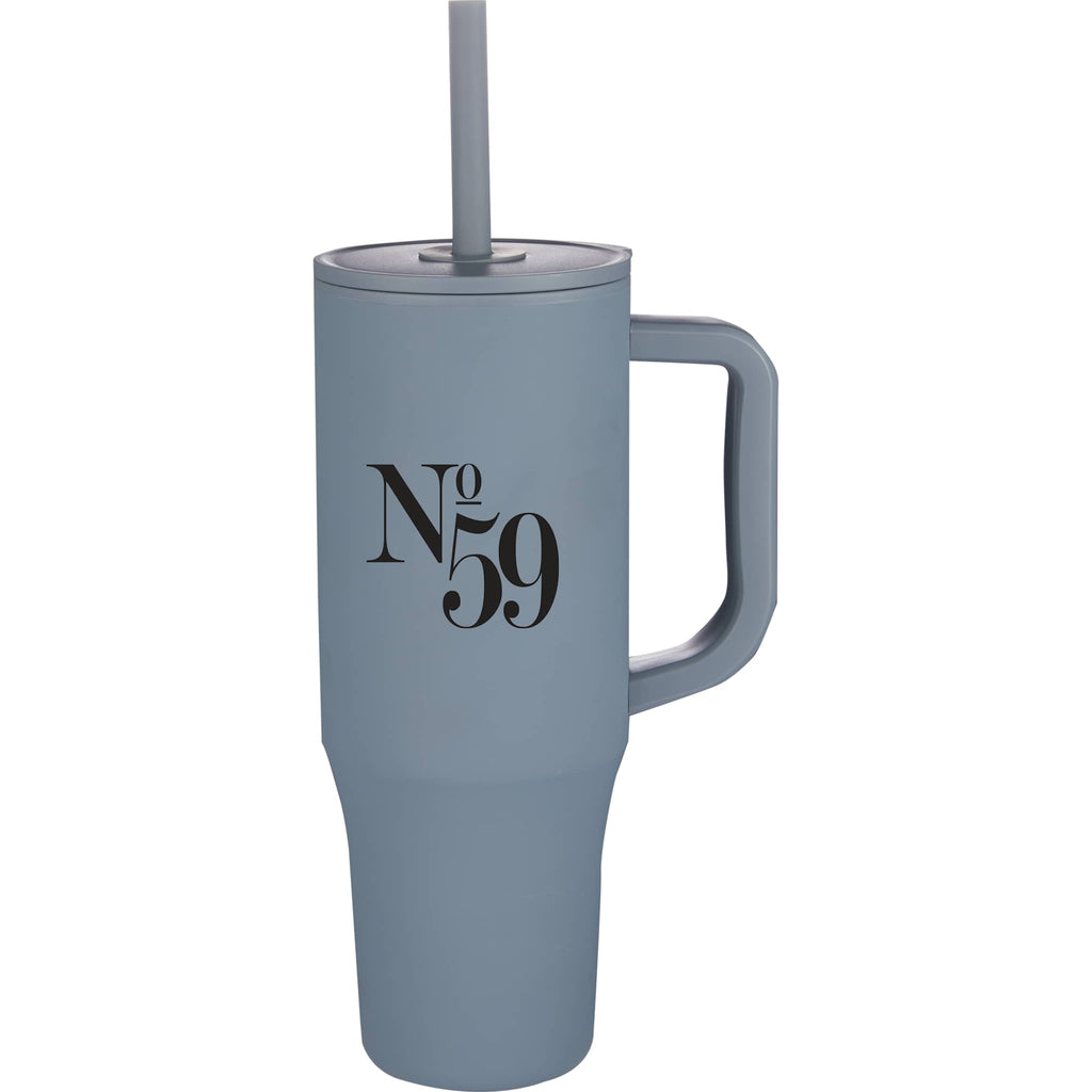 Erie Straw Tumbler with Handle, 30 oz Laser Engraving - Gray - Front