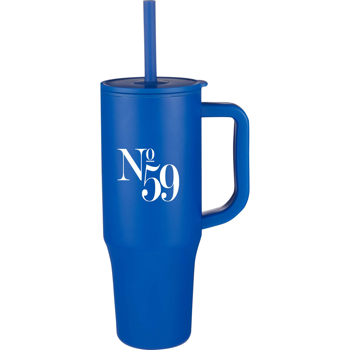 Erie Straw Tumbler with Handle, 30 oz Laser Engraving - Royal - Front