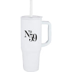 Erie Straw Tumbler with Handle, 30 oz Laser Engraving - White - Front