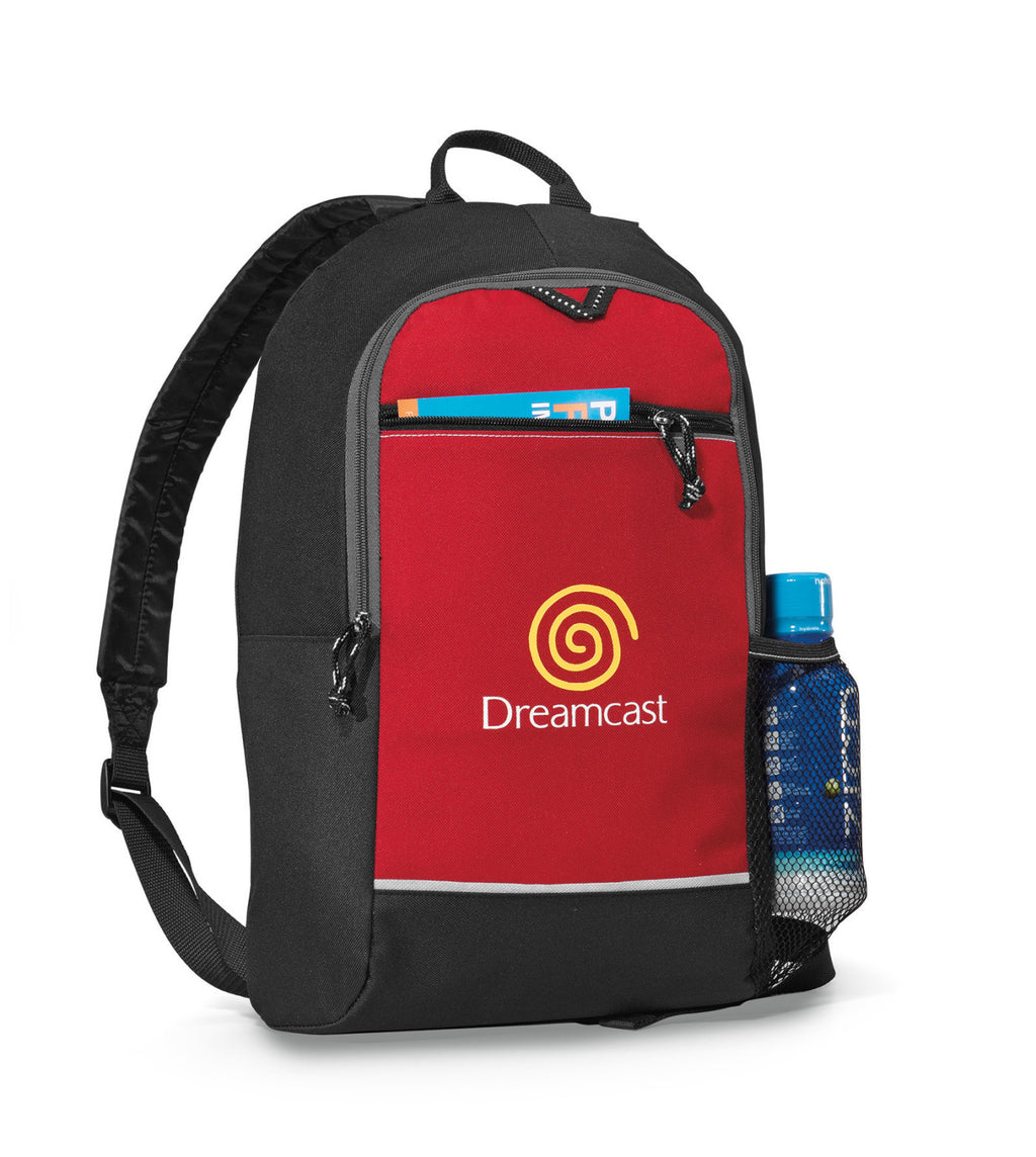 Essence Polyester Backpack with Front Zip Pocket Transfer - Red - View 1