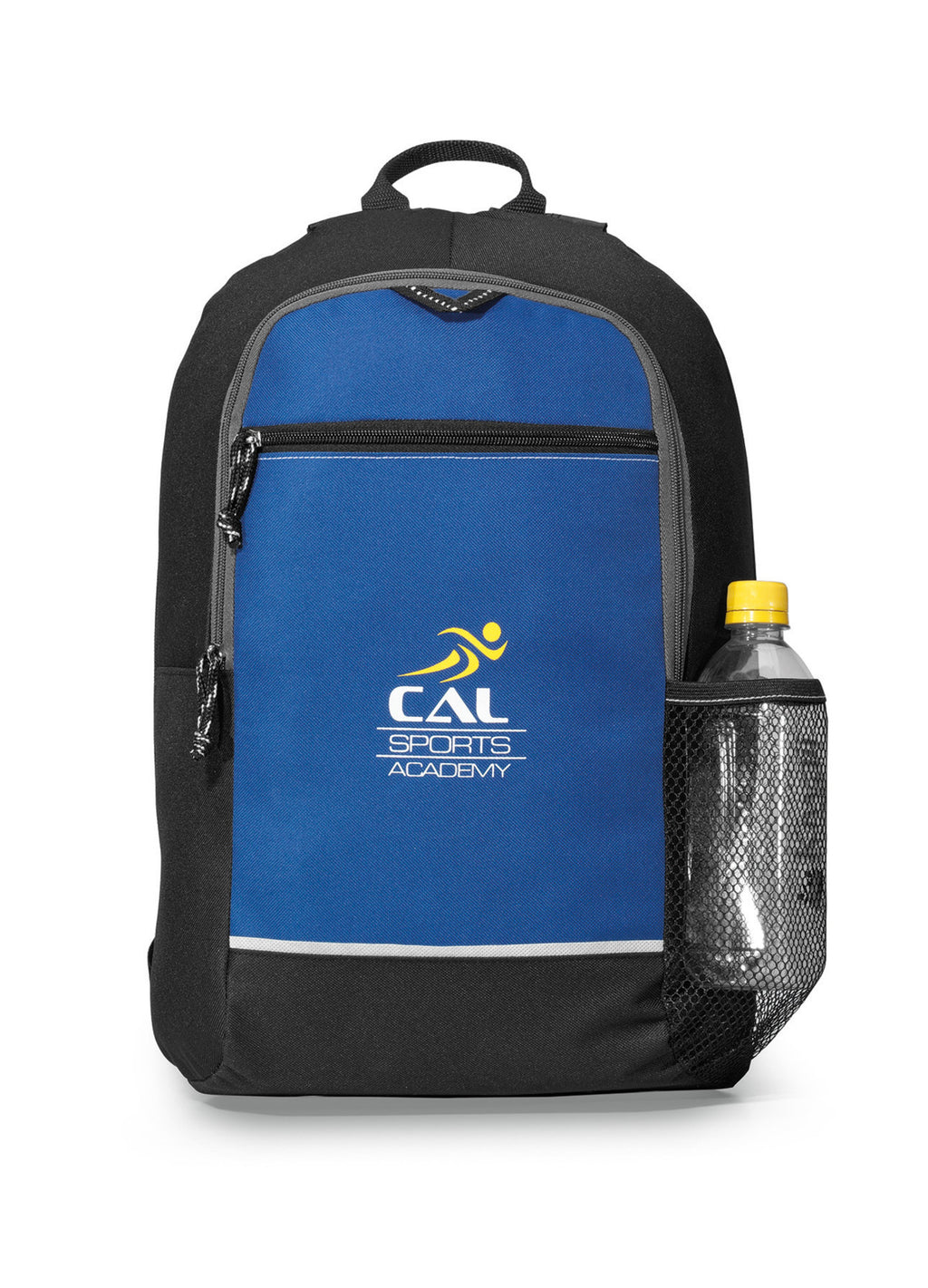 Essence Polyester Backpack with Front Zip Pocket Transfer - Royal Blue - View 1