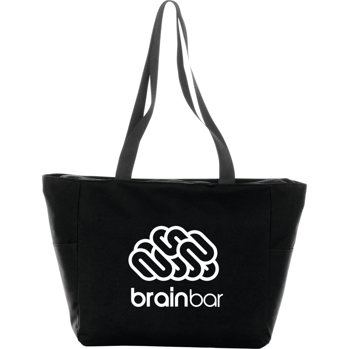 Essential Convention Tote with Zip Top Full Color - Black - Front