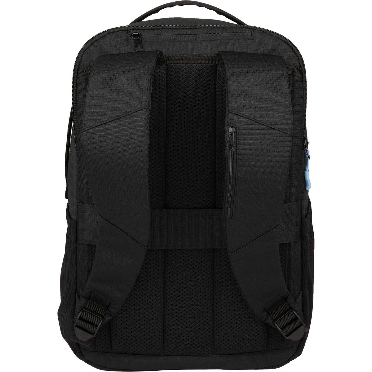 Essential Recycled Travel Backpack with Flat-Opening Main Embroidery - Black - Back