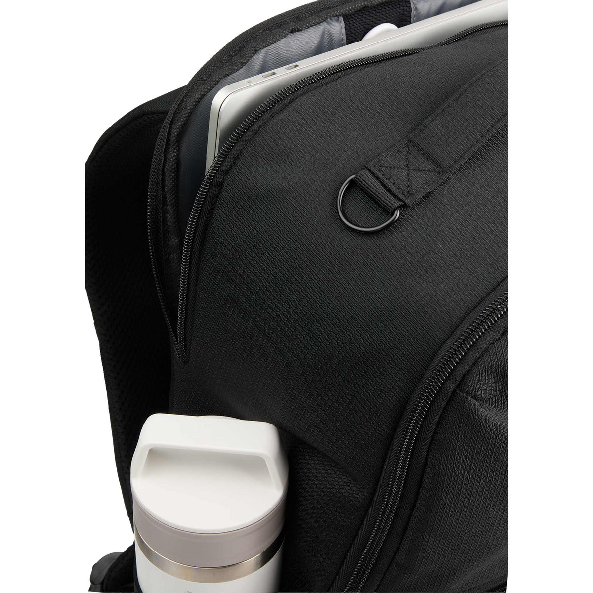 Essential Recycled Travel Backpack with Flat-Opening Main Transfer - Black - Detail 3