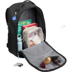 Essential Recycled Travel Backpack with Flat-Opening Main Transfer - Black - Propped 2