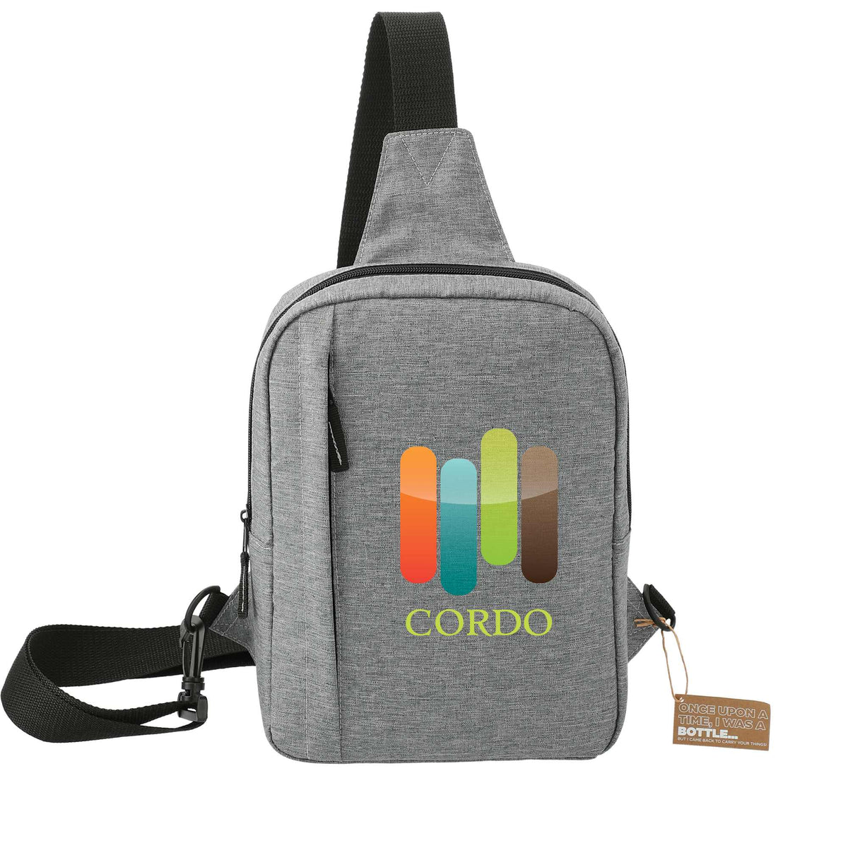 Essentials Insulated Sling Bag in Recycled Polyester Embroidery - Graphite - Front