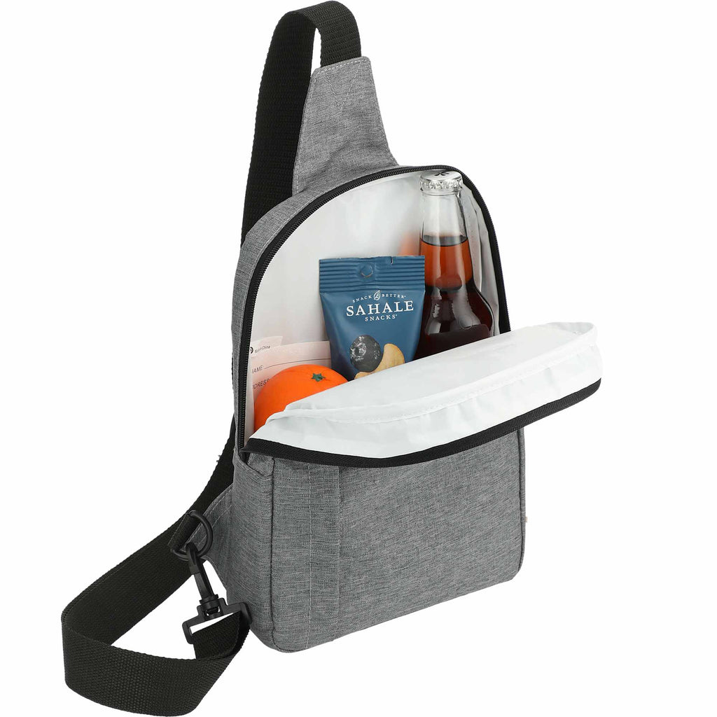 Essentials Insulated Sling Bag in Recycled Polyester Embroidery - Graphite - Right Angle 3