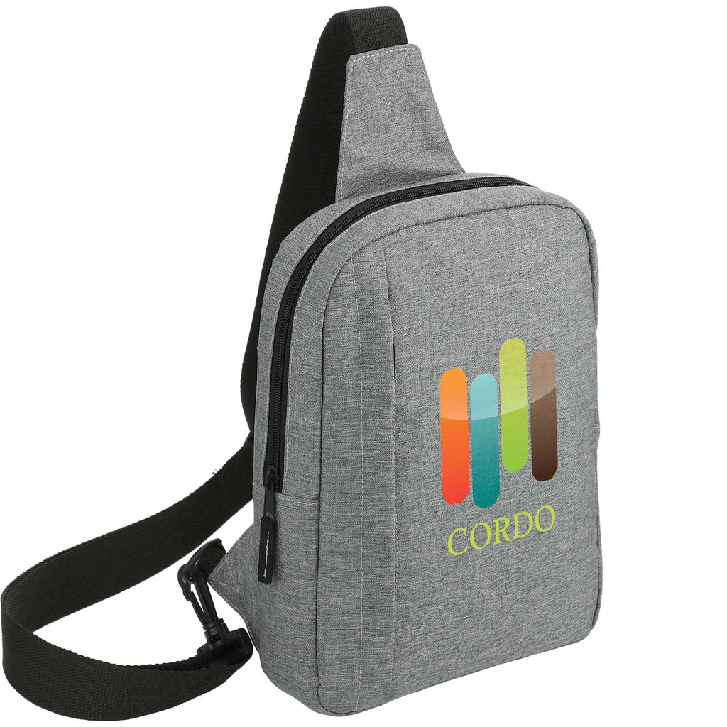 Essentials Insulated Sling Bag in Recycled Polyester Embroidery - Graphite - Right Angle