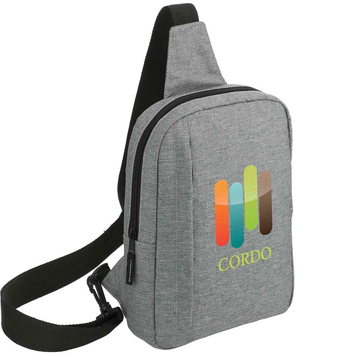 Essentials Insulated Sling Bag in Recycled Polyester Embroidery - Graphite - Right Angle