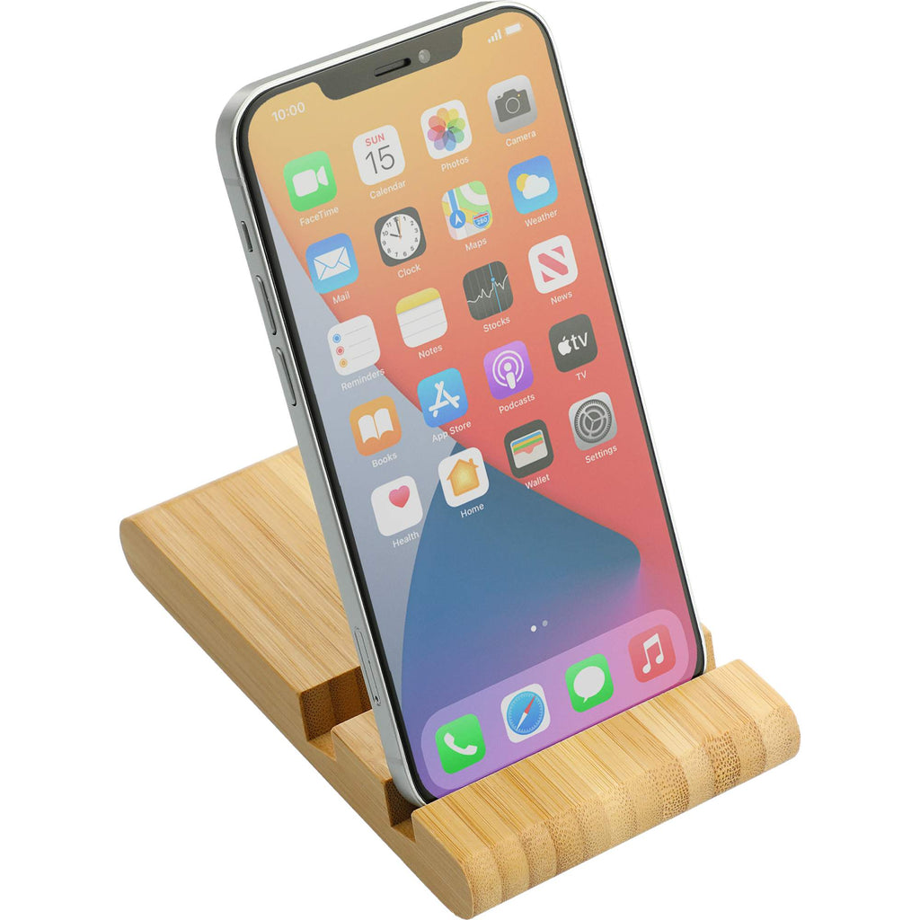 Estand Bamboo Phone and Tablet Stand with Two Slots Full Color - Natural - Right Angle 2