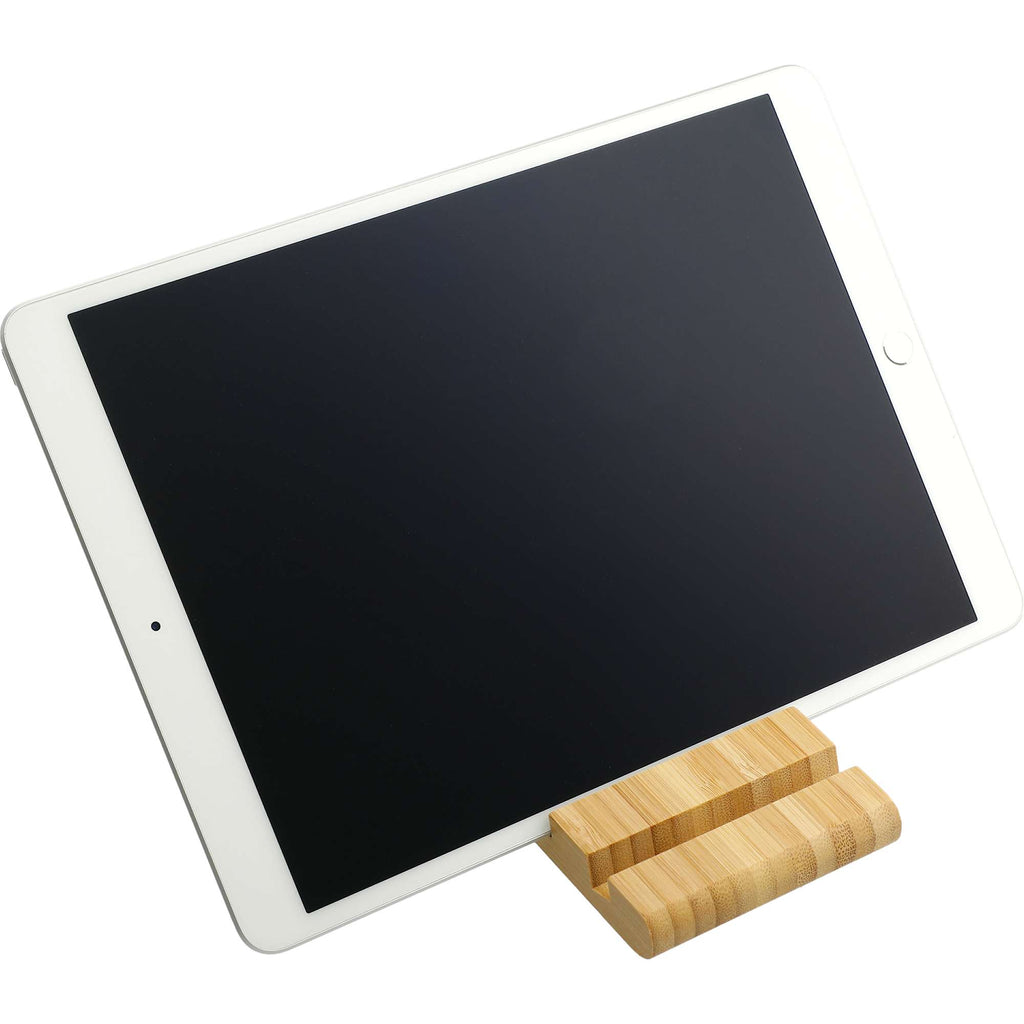 Estand Bamboo Phone and Tablet Stand with Two Slots Full Color - Natural - Right Angle 3