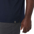 Evans Eco Recycled Performance Polo for Men Debossing - Navy - Detail On Model 2