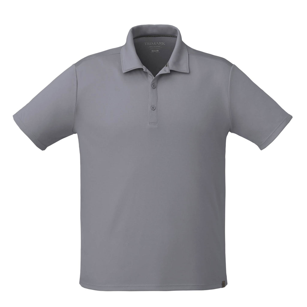 Evans Eco Recycled Performance Polo for Men Embroidery - Steel Grey - Front
