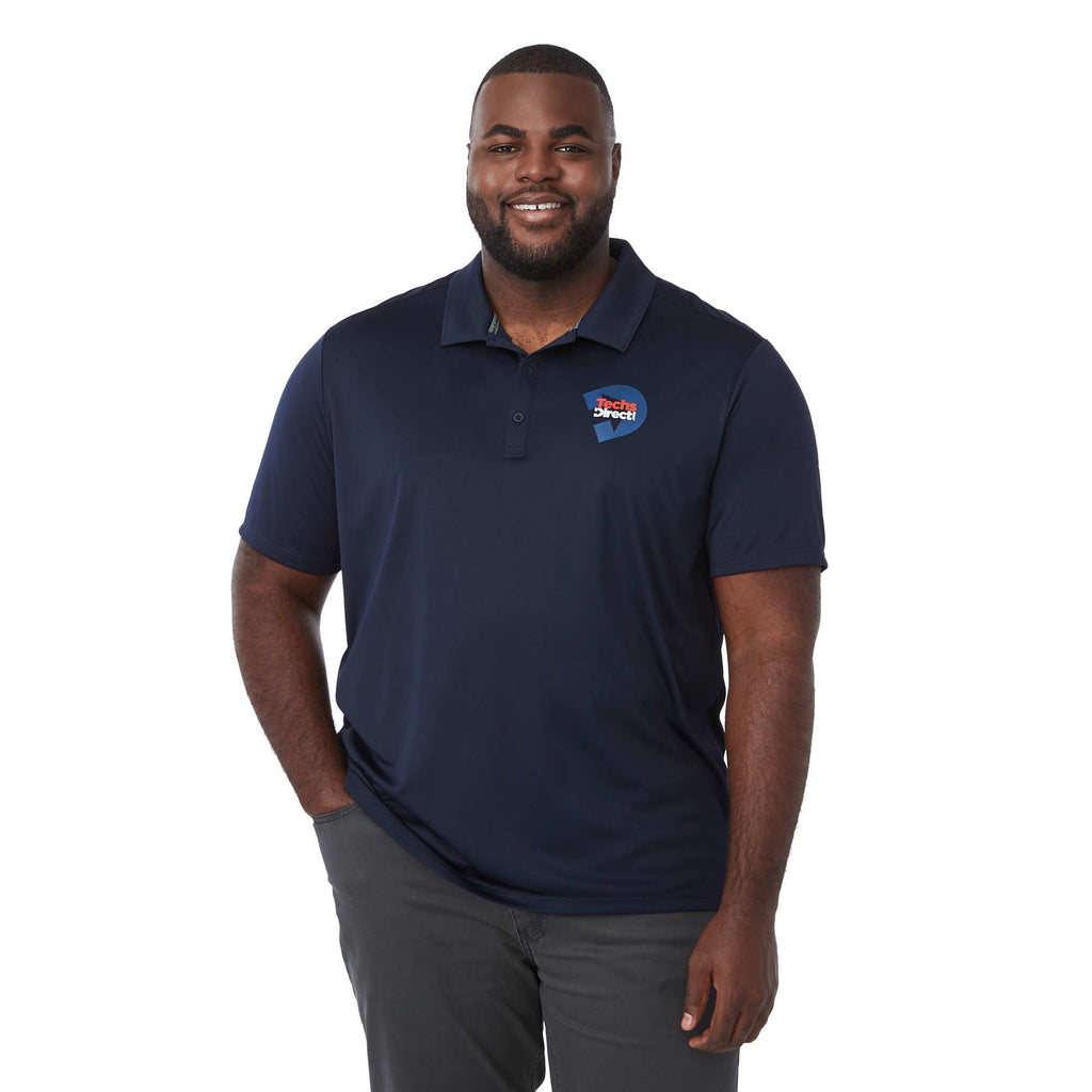 Evans Eco Recycled Performance Polo for Men Transfer - Navy - Front On Model