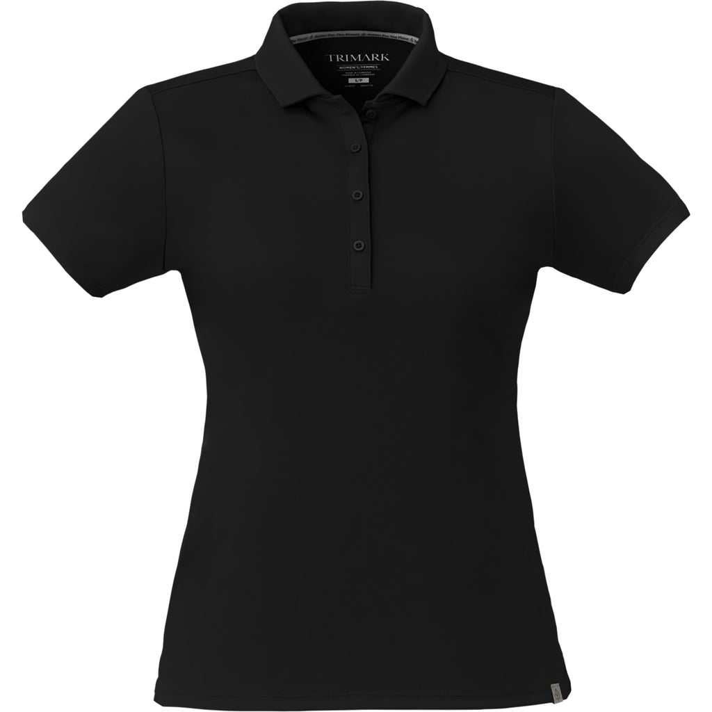 Evans Eco Recycled Polyester Polo for Women Debossing - Black - Front