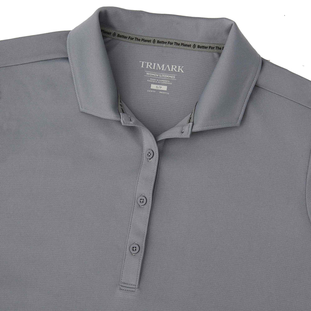 Evans Eco Recycled Polyester Polo for Women Debossing - Steel Grey - Detail Collar