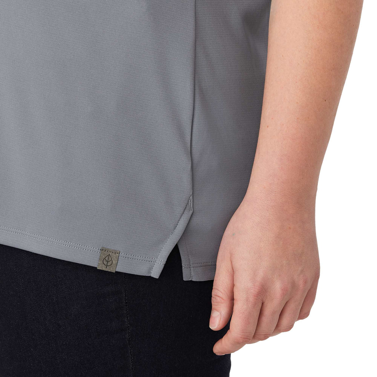 Evans Eco Recycled Polyester Polo for Women Debossing - Steel Grey - On Model Detail