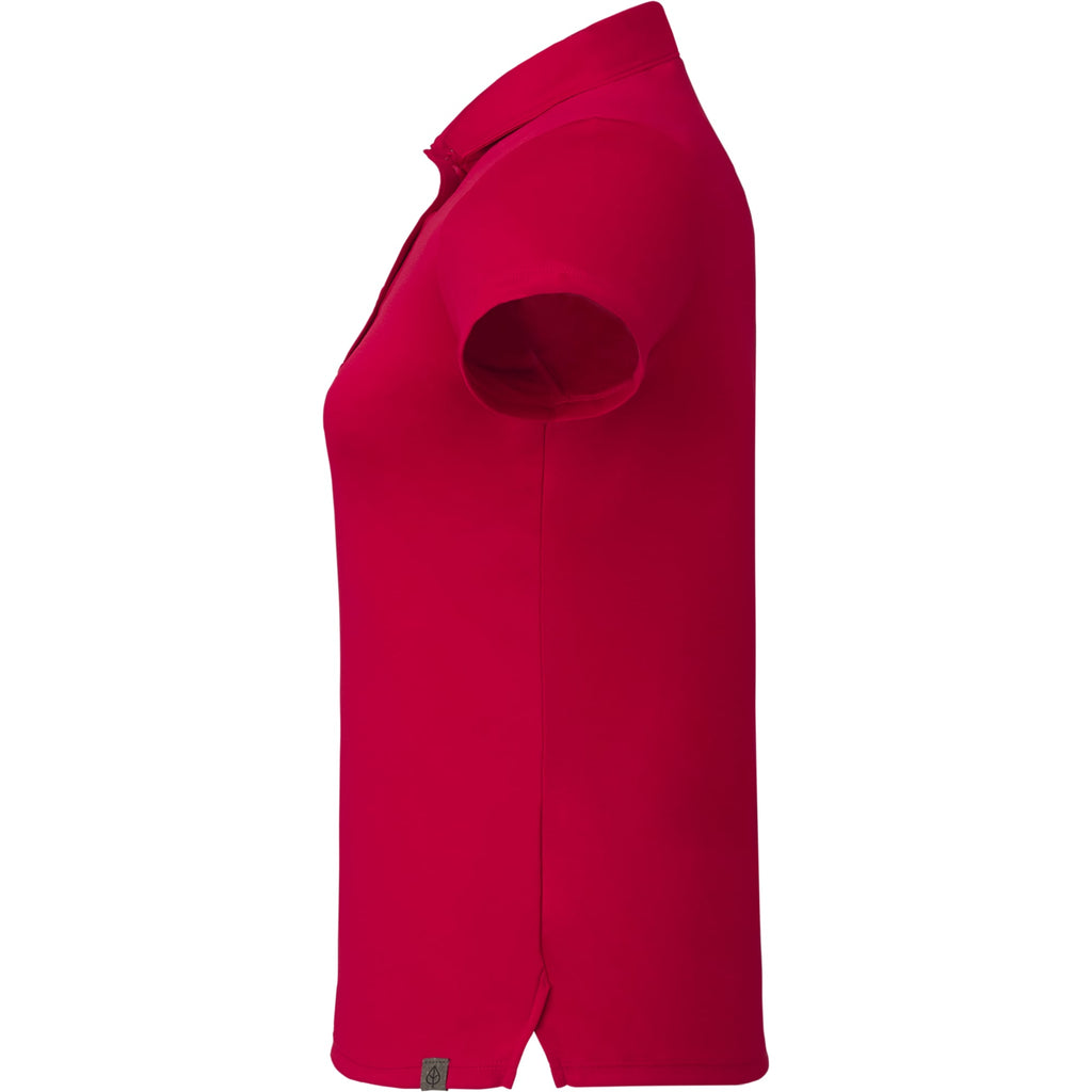 Evans Eco Recycled Polyester Polo for Women Debossing - Team Red - Left Side