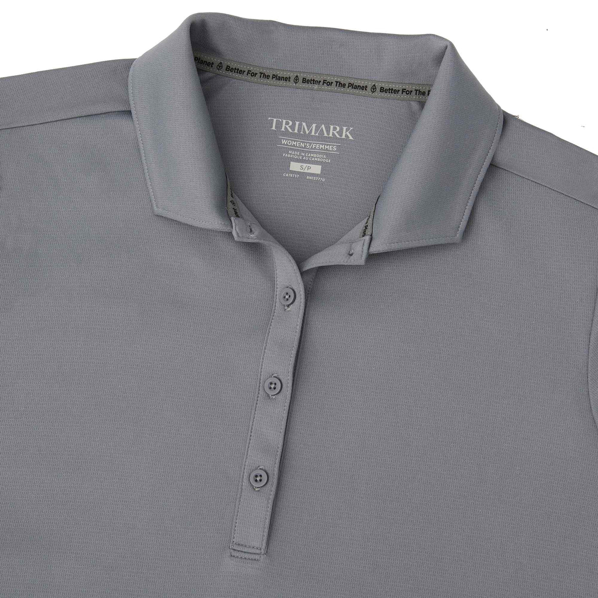 Evans Eco Recycled Polyester Polo for Women Laser Engraving - Steel Grey - Detail Collar