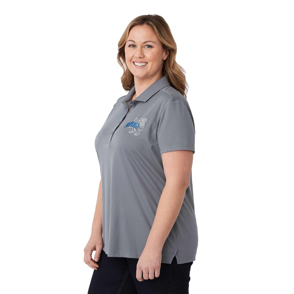 Evans Eco Recycled Polyester Polo for Women Transfer - Steel Grey - On Model Left Angle