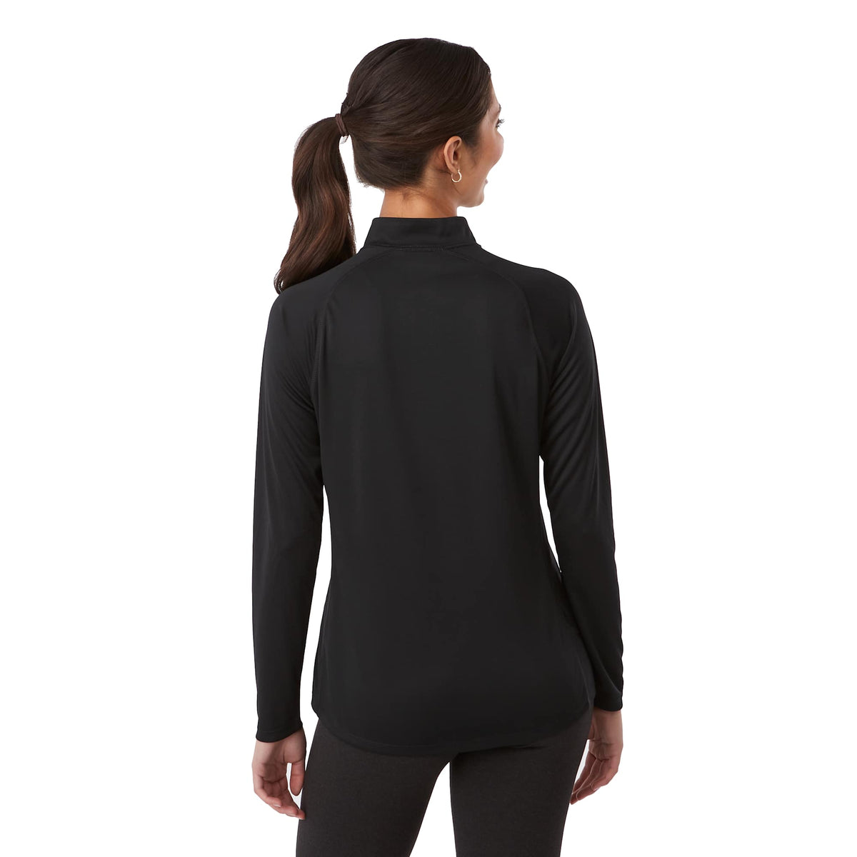 Evans Recycled Performance Half Zip for Women Debossing - Black - Back On Model