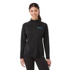 Evans Recycled Performance Half Zip for Women Debossing - Black - Front On Model 2