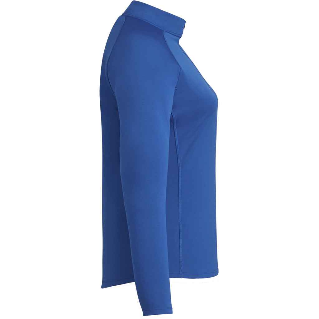 Evans Recycled Performance Half Zip for Women Debossing - New Royal - Right Side