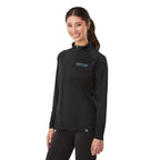 Evans Recycled Performance Half Zip for Women Laser Engraving - Black - Left Angle On Model